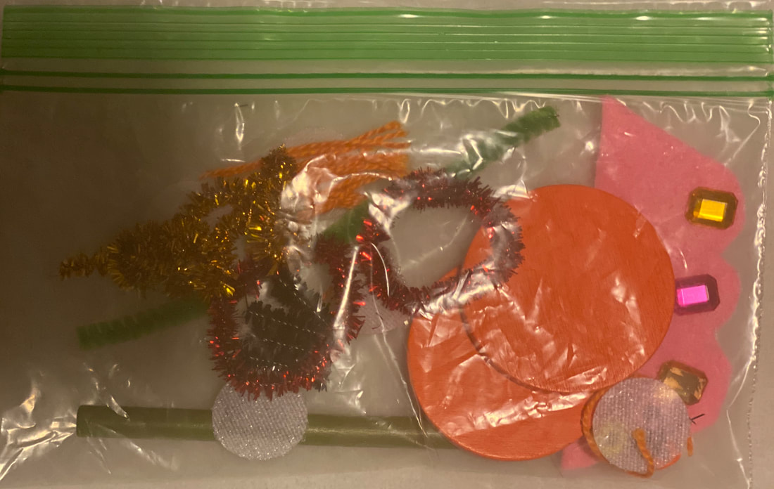 clear bag of craft items